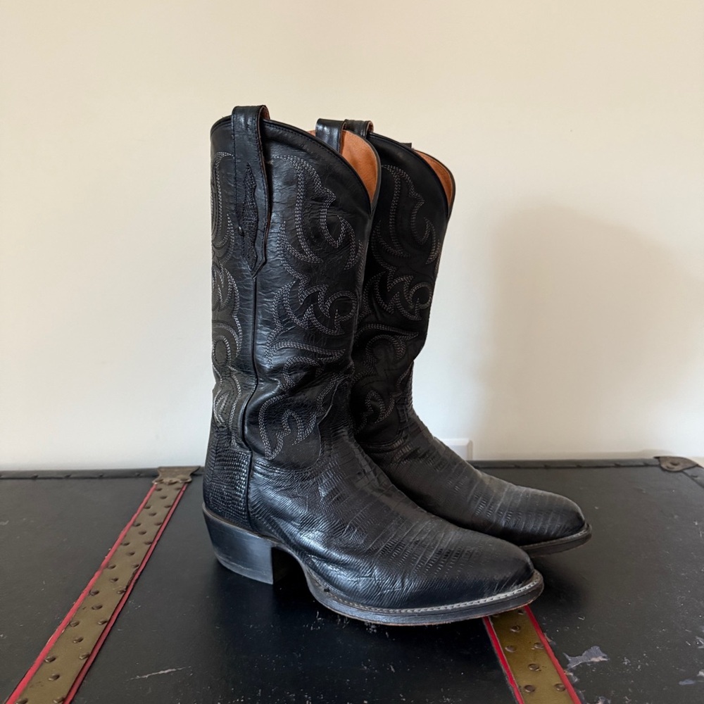 Tony Lama Black Lizard Cowboy Boots